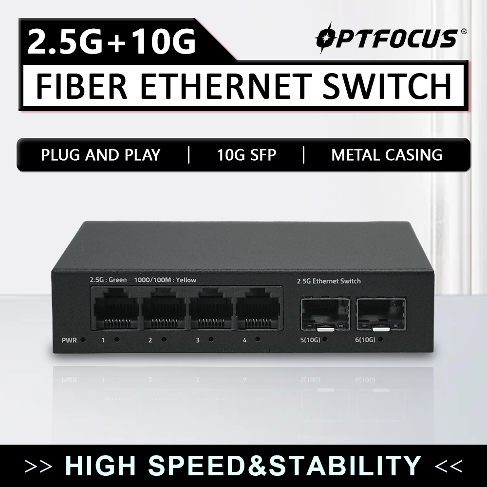 Conmutador Ethernet OPTFOCUS 10G SFP 2,5G RJ45 Gigabit conmutador 2 5 gb conmutadores Ethernet 4 5 6 puertos Lan Ethernet concentrador de fibra óptica