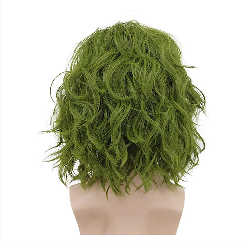 HAIRJOY สีเขียวคอสเพลย์วิกผมสําหรับชายวิกผมสังเคราะห์สั้น Curly เครื่องแต่งกายวิกผม