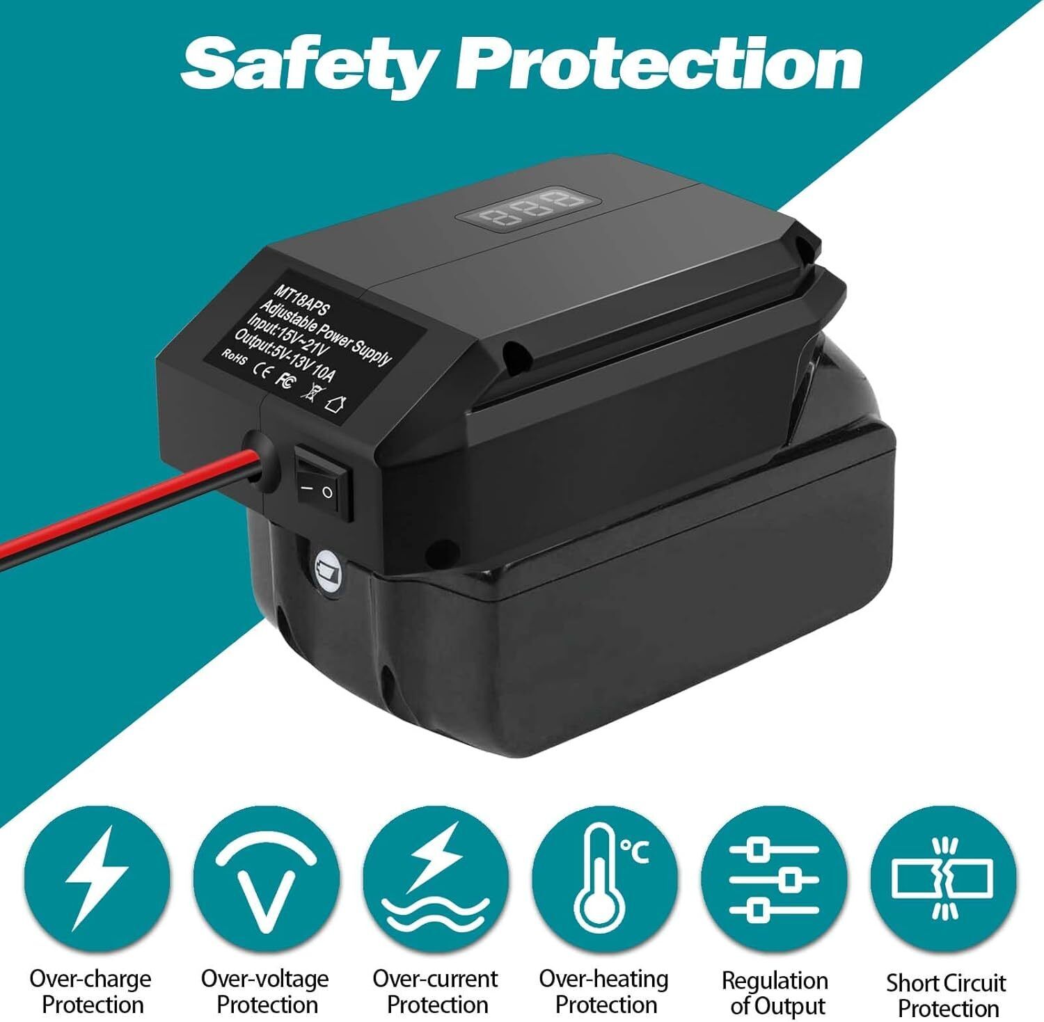 18V to 12V Step Down Converter for Makita 18V Battery Adapter Cigarette Lighter Adapter Power Wheel Adapter Car Refrigerator