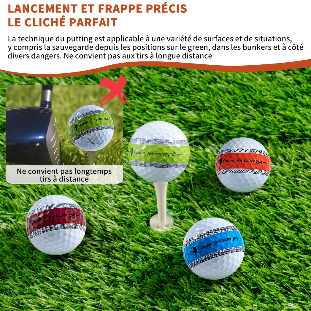Caiton 12/3 pièces balle de golf Putter PU 3 couches, 360 °   Ligne de tir stable de précision, améliorant la précision et la stabilité