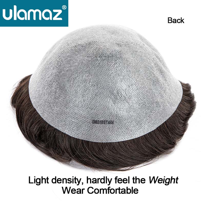 0.03 超薄皮かつら検出不能男性の毛細血管プロテーゼ現実的なかつら男の人毛マイクロスキンヘアシステム男性のための