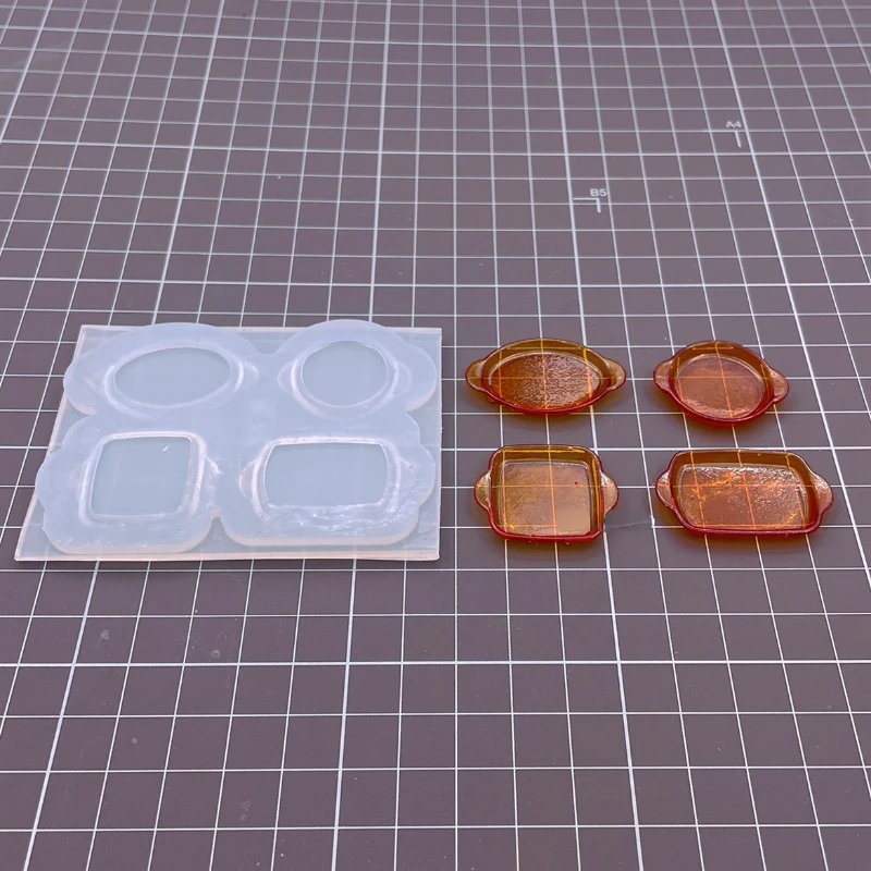 Miniature อาหารขนมบิสกิตบนงานไม้หม้อแม่พิมพ์ขนมหวานมินิถาด Uv แม่พิมพ์เรซินซิลิโคนแม่พิมพ์