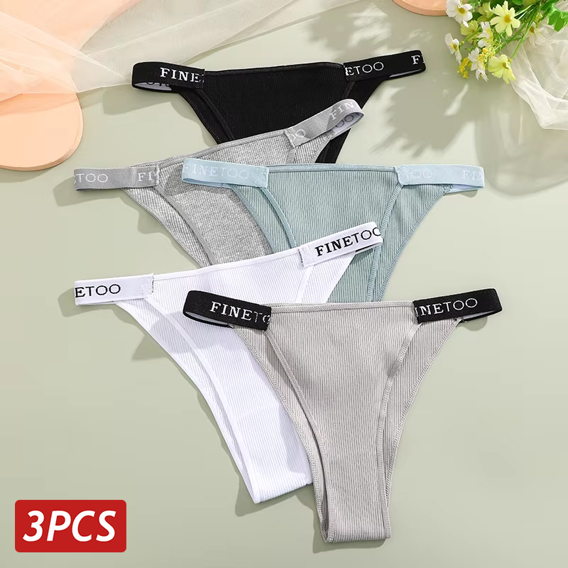3 unids/set de bragas brasileñas de algodón, calzoncillos de mujer, calzoncillos de Bikini sexis de cintura baja, ropa interior transpirable de Color sólido para mujer, M-XL