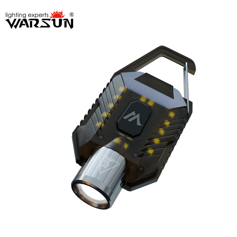 Warsun llavero linterna tipo C batería recargable aleación de aluminio PC 800Lm advertencia portátil iluminación exterior luz de inundación