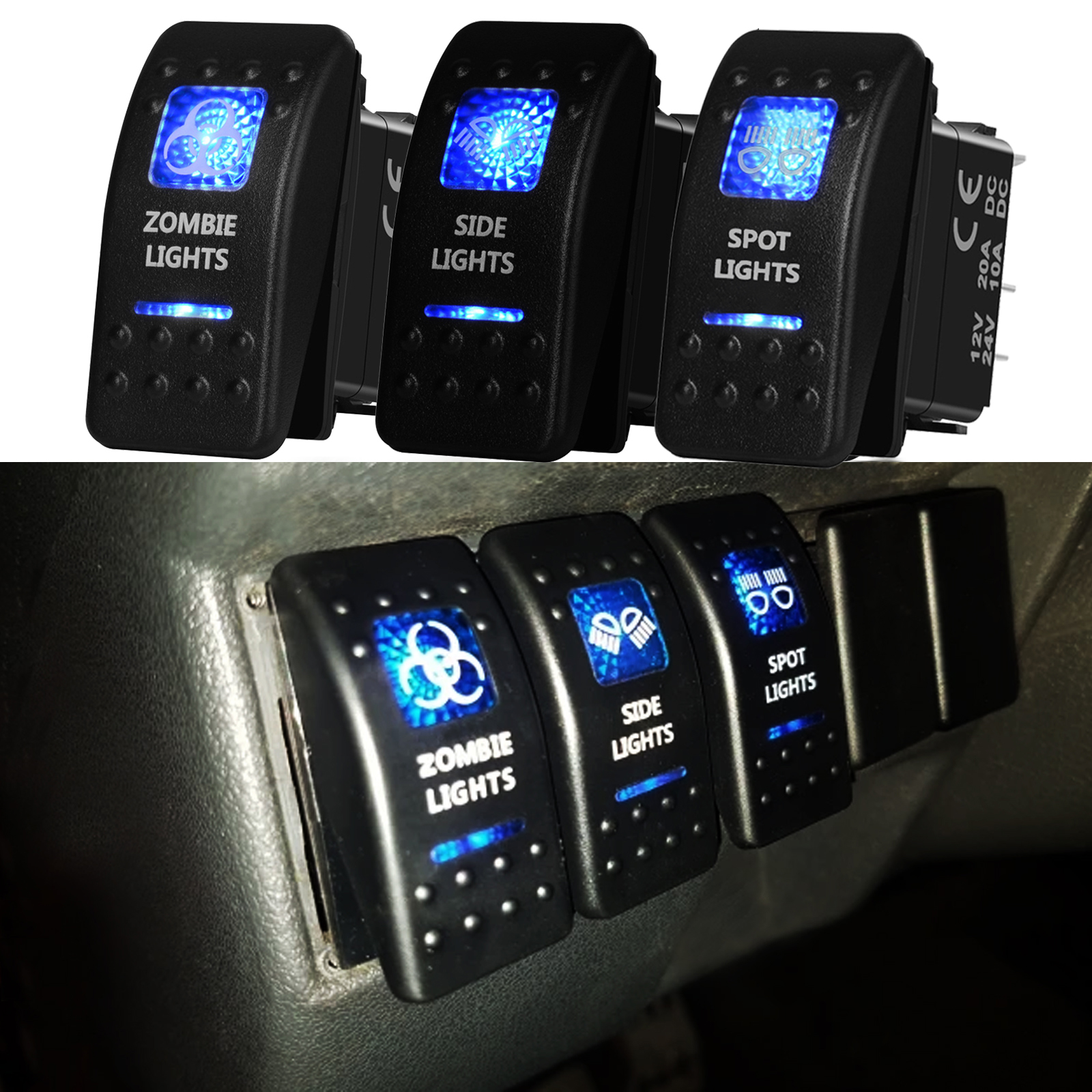 Botón de interruptor basculante Led azul, 5 pines y 7 pines, encendido y apagado para coche, barco marino, estilo NARVA ARB, piezas de luces interiores, accesorios para Camper