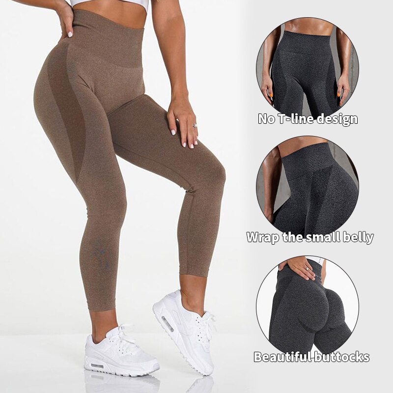 Mallas deportivas de cintura alta para mujer, pantalones elásticos sin costuras para entrenamiento, Yoga, levantamiento de glúteos, curvas, gimnasio