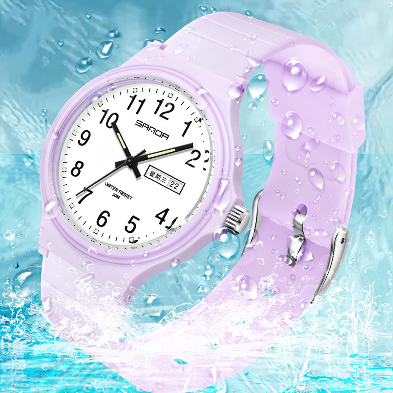 Reloj UTHAI L02 para mujer, reloj de cuarzo electrónico Simple a la moda para hombre, doble calendario, relojes de pulsera deportivos impermeables para estudiantes de 30M