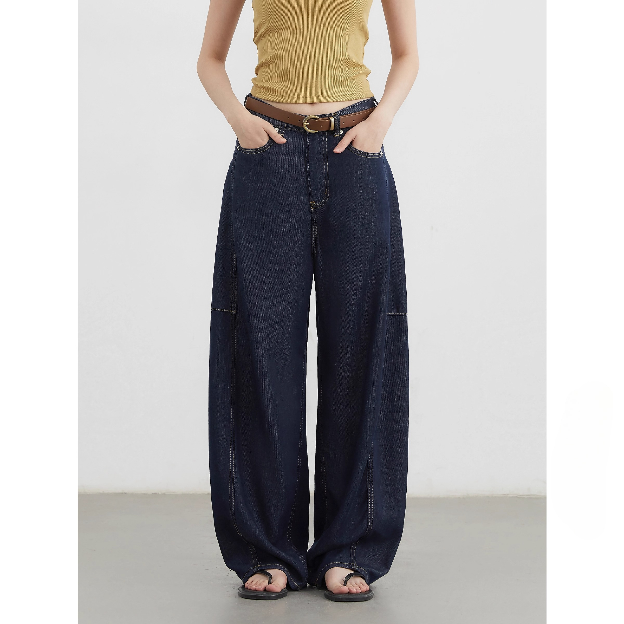 CHIC VEN frauen Jeans Lose Beiläufige Neue Hohe Taille Split Weibliche Breite Bein Denim Hosen Frühling Herbst 2025