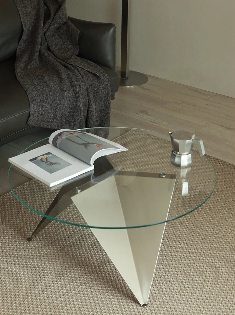 Metall Edelstahl Glas runden einfachen Couch tisch