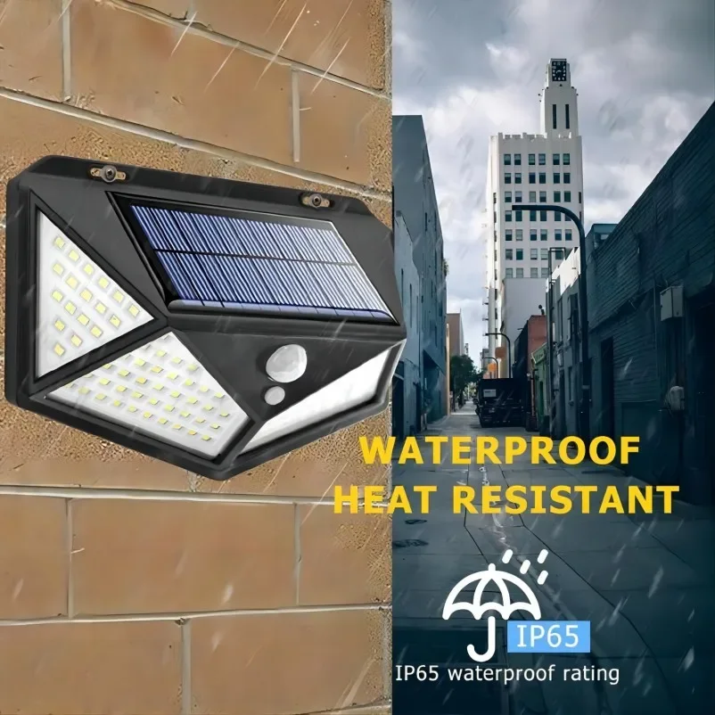 1 ~ 12 Stuks 100 Led Zonne-Wandlamp 4 Zijden Lichtgevend Met Bewegingssensor Buitentuin Binnenplaats Waterdicht Muurlicht