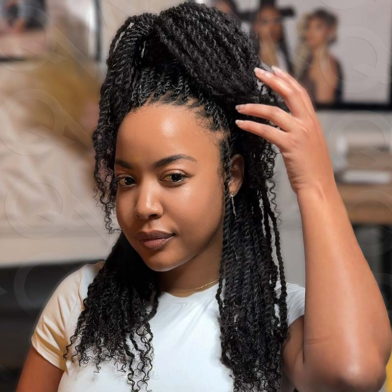 QVR Afro Kinky Bulk Echthaar 1 Stück zum Flechten Dreadlock 50 g Haarverlängerungen natürliche Farbe QVR brasilianisches Echthaar