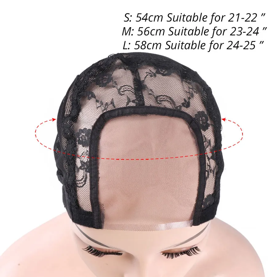 U Part Wig Caps With Lace Net For Making Wigs 1Pcs Glueless Wig Caps For Frontal Black Elastic Lace Wig Caps Wig Accessories