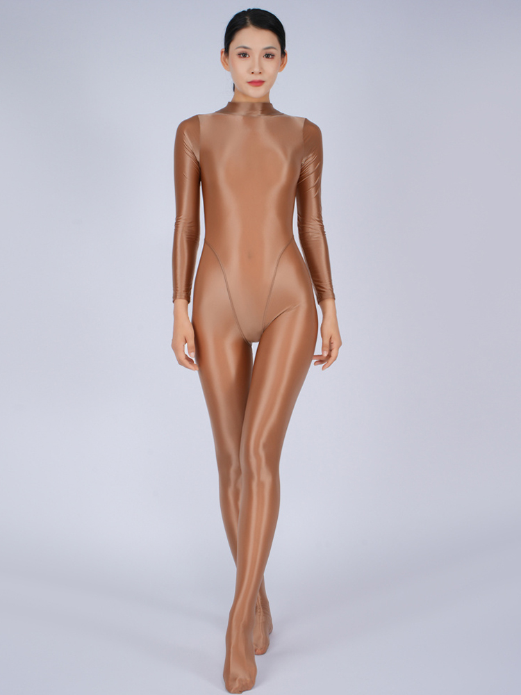 Seksowne kobiety joga Shaper obcisłe ubrania olejne błyszczące błyszczące elastyczne body przezroczyste przepuszczalne pajacyki kombinezony cukierkowy kolor