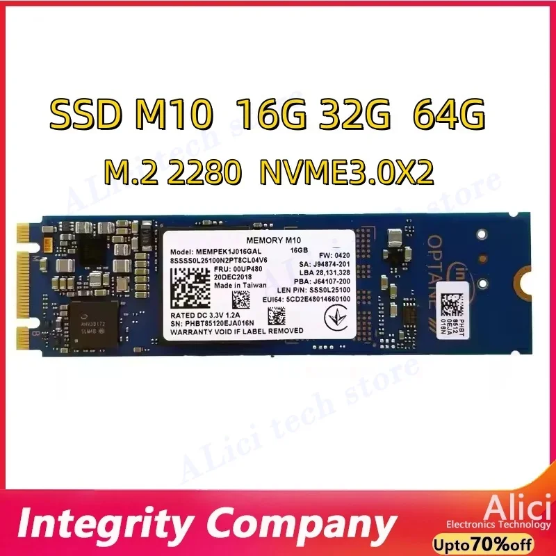 Unidad de estado sólido interna Original M10 M.2 2280 SSD 64GB 32GB 16GB PCIe M.2 2242 3,0 3D Xpoint NVMe para memoria Intel Optane
