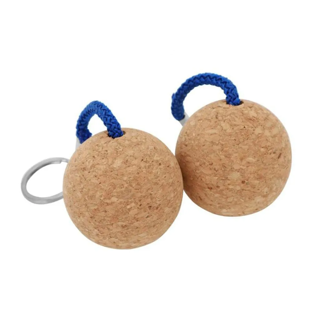 2Pcs Cork Ball Floating Keychain Round 50MM Plastic Fender Buoyancy Key Ring Suitable For Boat Sailing Kayaking Surfing Gift