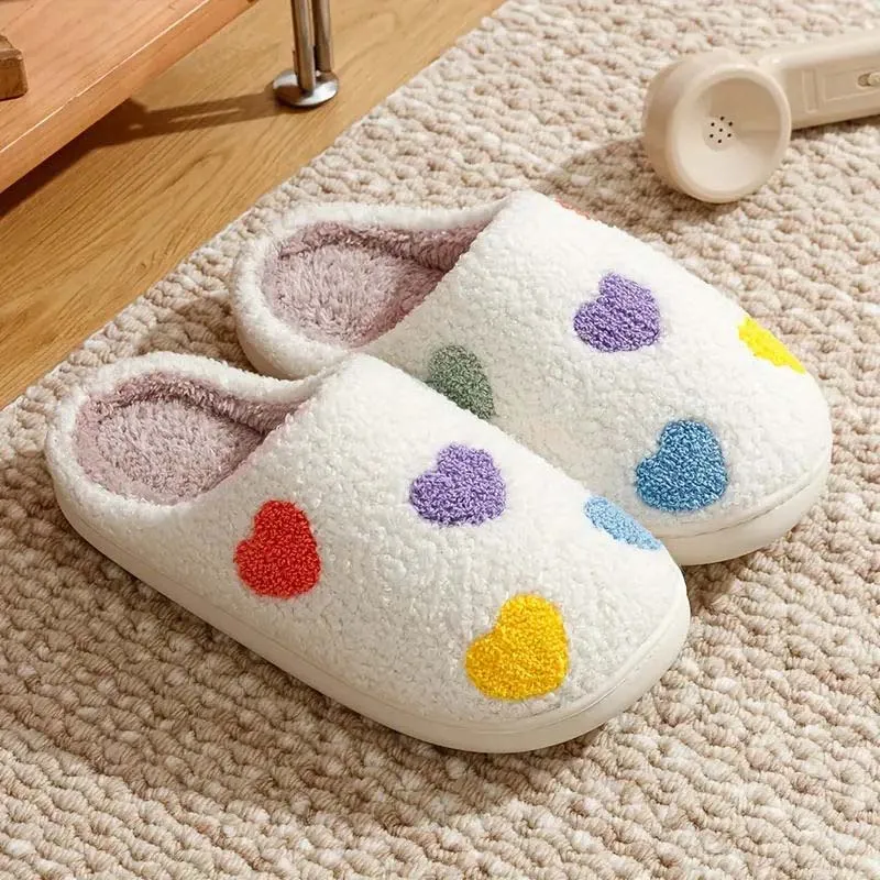 Pantoufles à semelle souple pour femmes, pantoufles d'hiver chaudes et antidérapantes pour la maison, Texture de merde confortable pour femmes