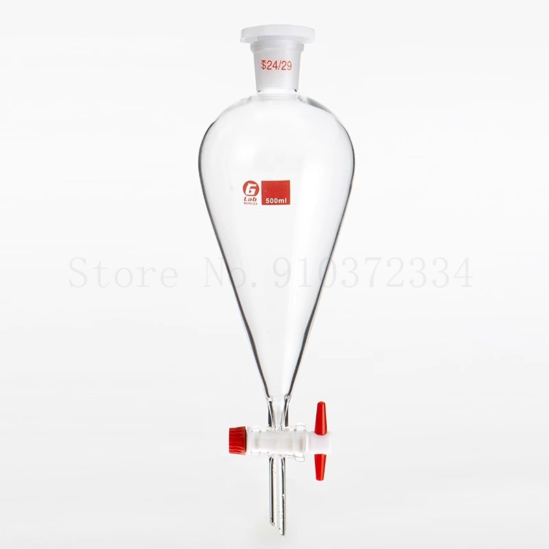 1pc Imbuto di separazione in vetro a forma di pera con bocca standard 30ml/60ml/250ml/500ml/1000ml separazione per esperimenti di laboratorio
