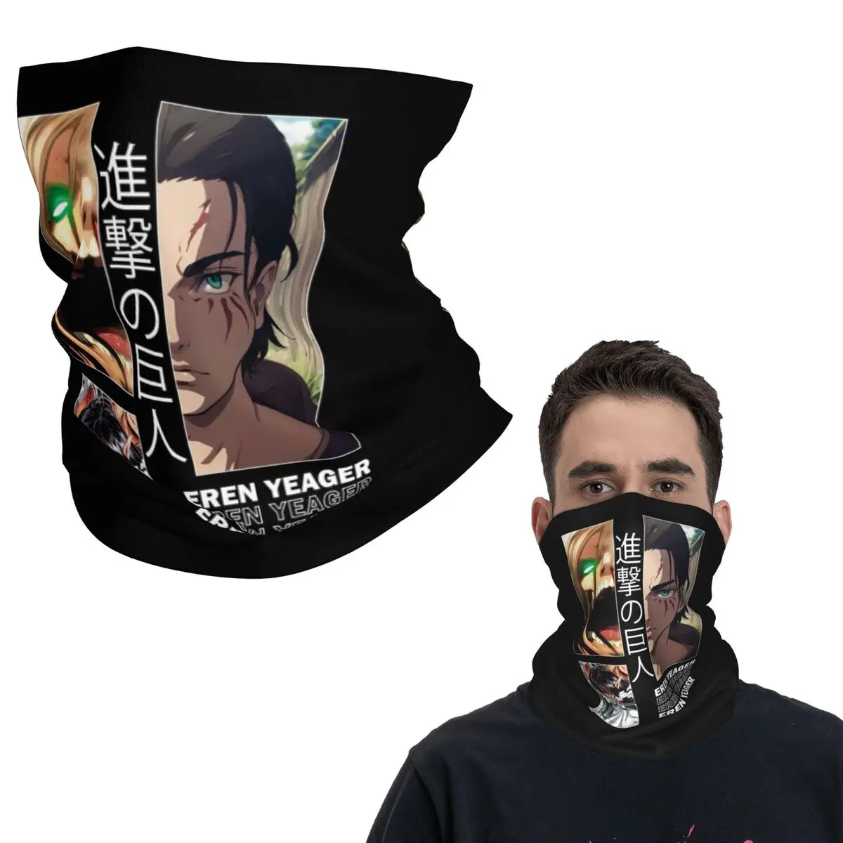 Attack On Titan Bandana Neck Gaiter Masker Cetak Syal Masker Wajah Hangat Untuk Pria Wanita Dewasa Semua Musim