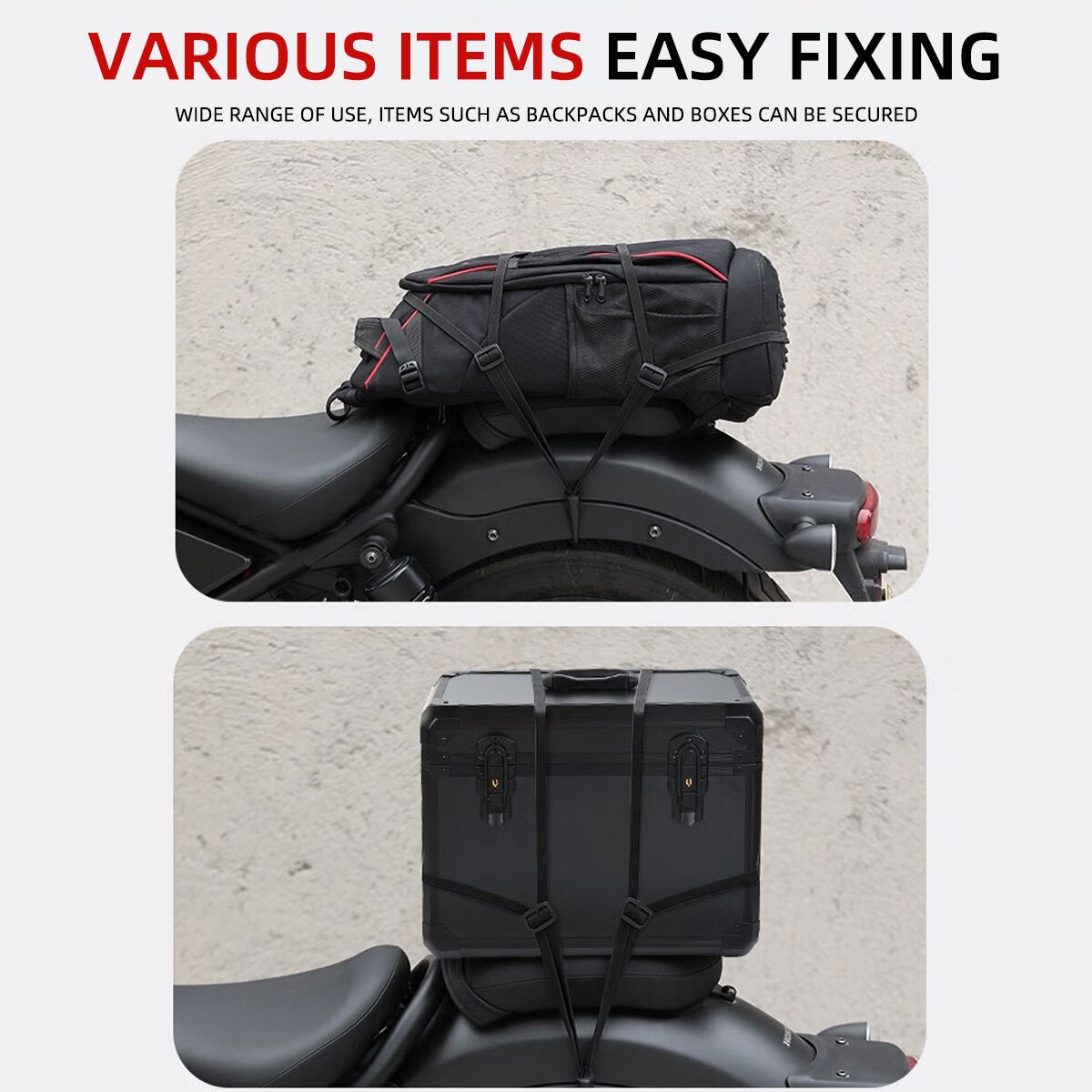 60cm Motorcycle Luggage Strap Helmet Fixed Straps Universal Retractable Elastic Buckle Rope Motorbike Durable Helmet Luggage Net