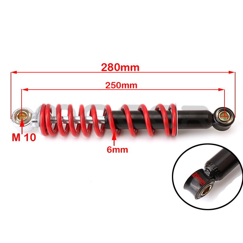 250Mm Penyerap Kejutan Depan 6Mm Musim Semi untuk 50cc-125cc ATV Go Kart Sepeda Motor Trail Bagian Modifikasi Cina Little Dinosaurus Bull