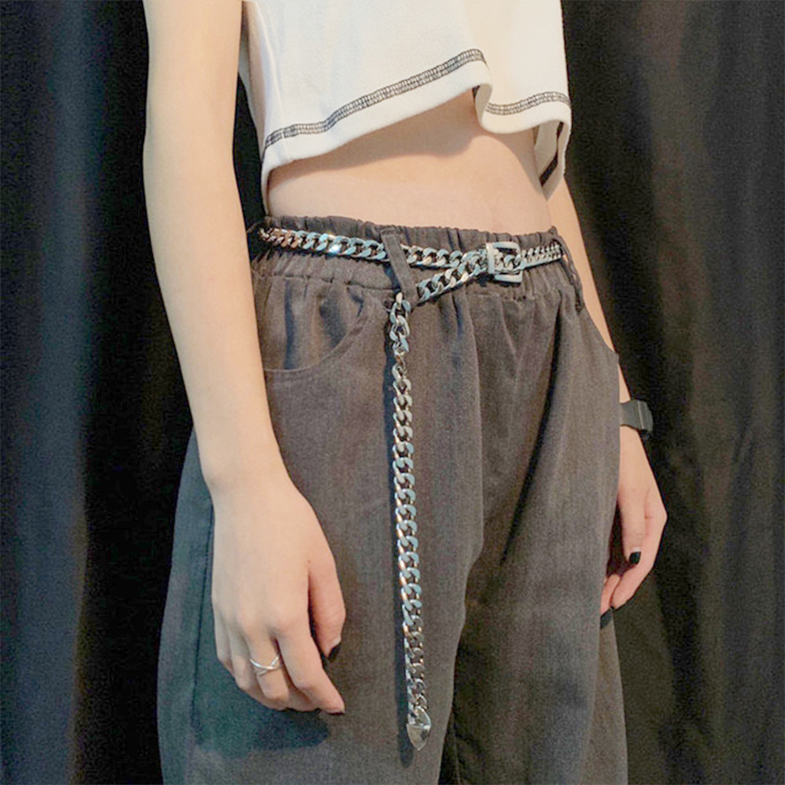 Cinturón de cadena de Metal ajustable para mujer, 1 unidad