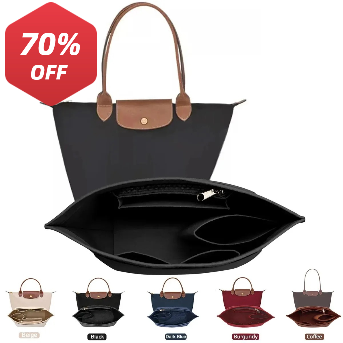 Felt Insert Bag Fits For Longchamp Handbag Liner Bag Felt Cloth Makeup Bag Support Travel Portable Insert Purse Organizer