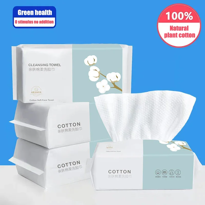 Serviette pour le visage épaisse réutilisable Un paquet de 100 pièces par paquet Nettoyant de voyage, démaquillant humide et sec, tissu doux en coton