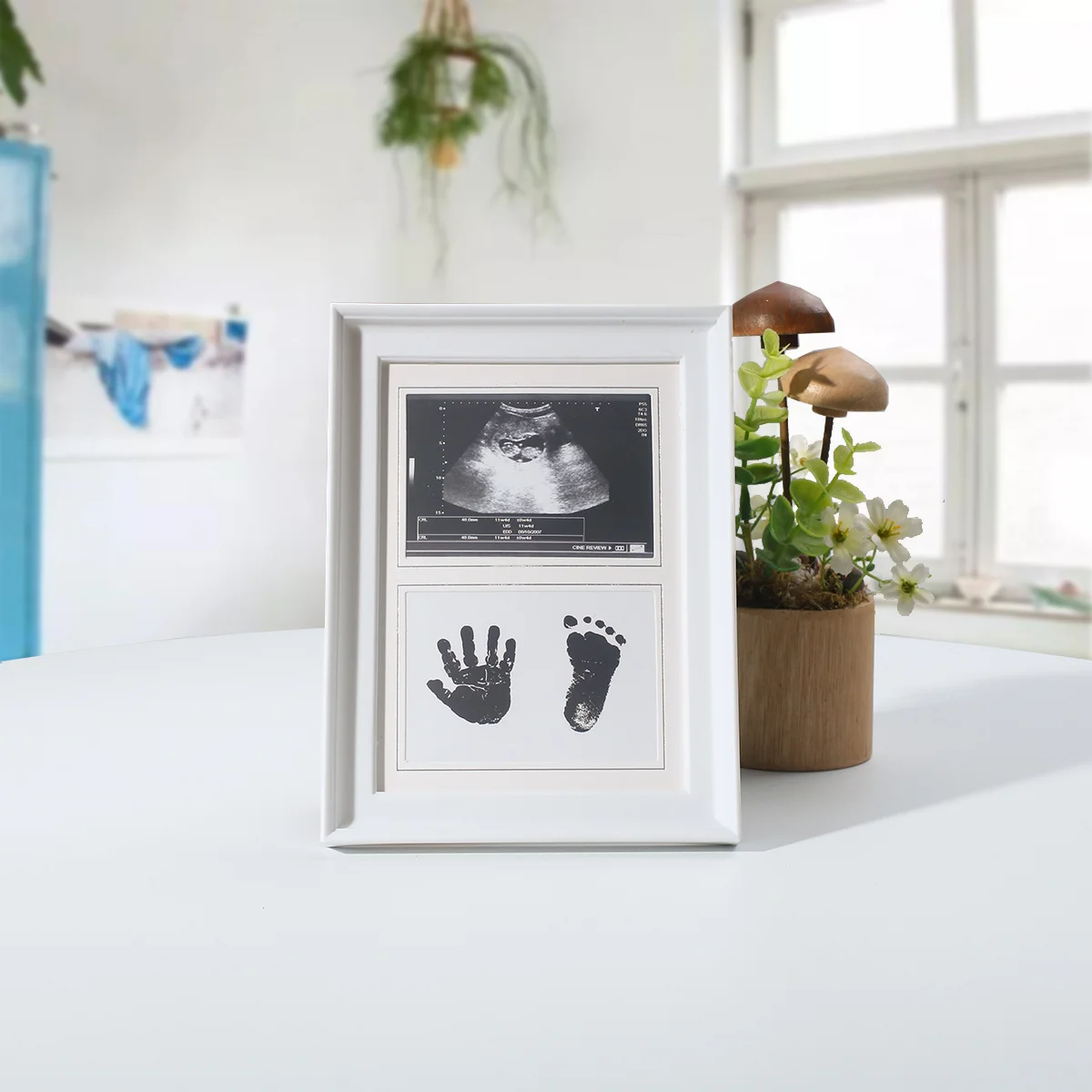 Ylsteed noworodka ramka na zdjęcia noworodka odcisk stopy podkładka z tuszem ręka i ślady stóp rekord wzrostu ramka na zdjęcia dla dzieci noworodka rekwizyty fotograficzne
