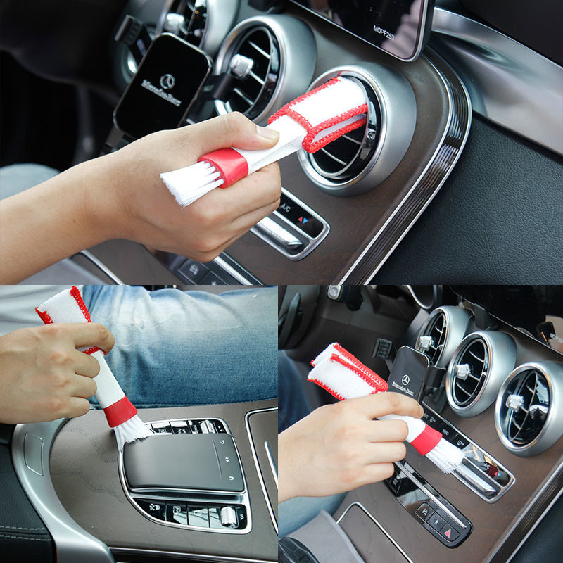 Car Air Conditioner Dashboard Brush Soft Bristle Double Head Cleaning Supplies For Car Vents Air Conditioner Roller Shutters