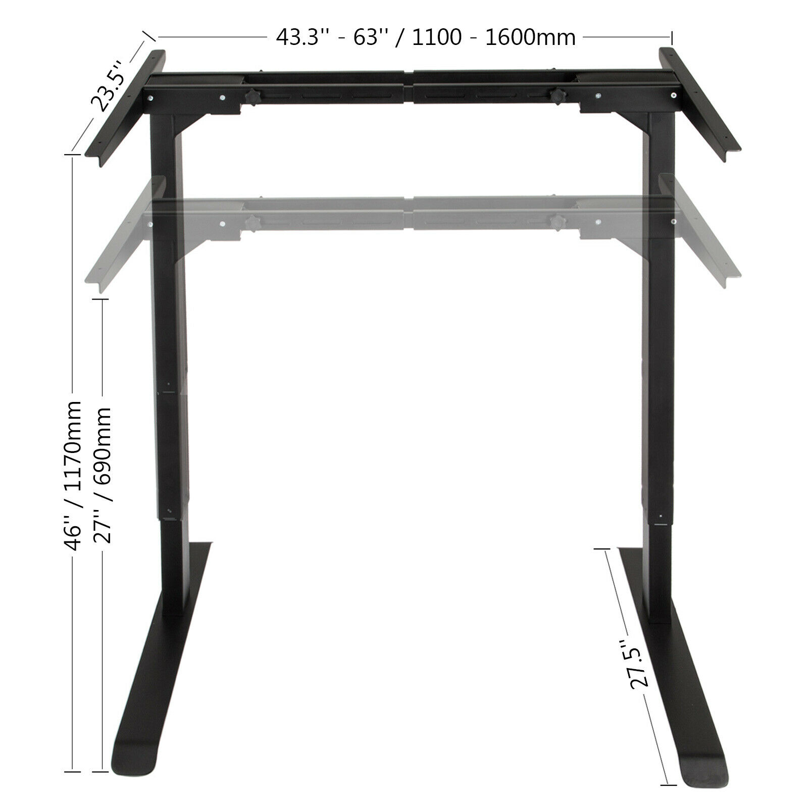 Electric Stand Up Desk Lifting Desk Frame Height Adjustable Standing Desk Ergonomic Dual Motor and Memory Control Home Office