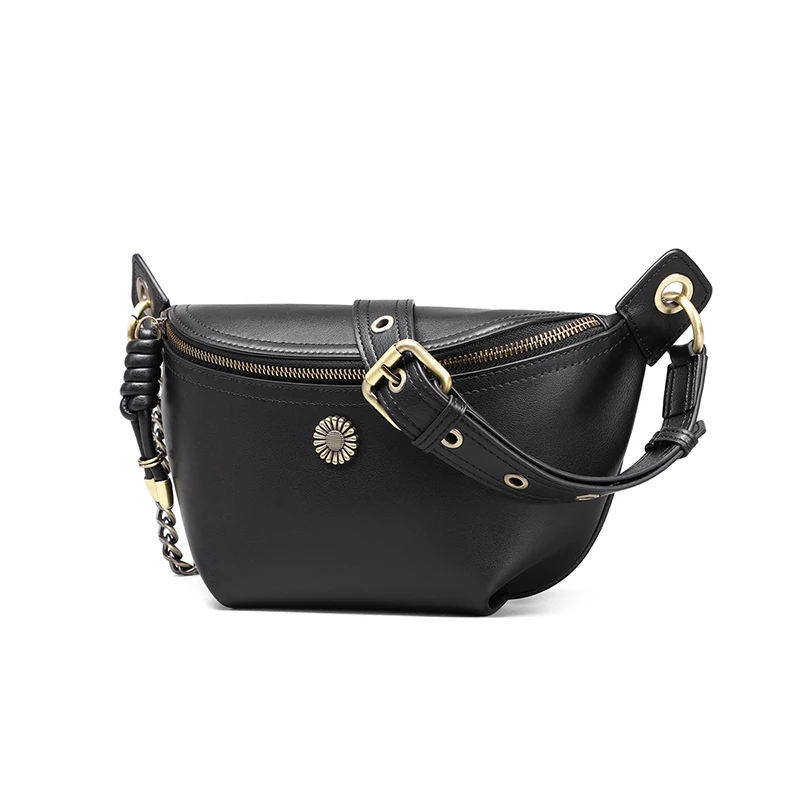 ファッショナブルな Viney 本革クロスボディバッグ女性のスタイリッシュな多用途夏秋冬ウエストバッグチェーン要素ソフト