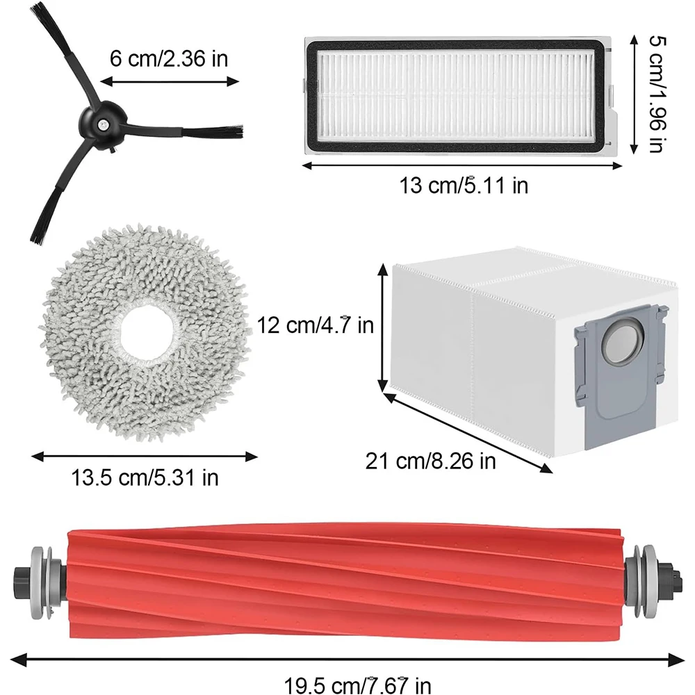 For Roborock Q Revo P10 A7400RR Vacuum Cleaner Spare parts, Main Side Brush Hepa Filter Mop Cloths Dust Bag Replacement Parts