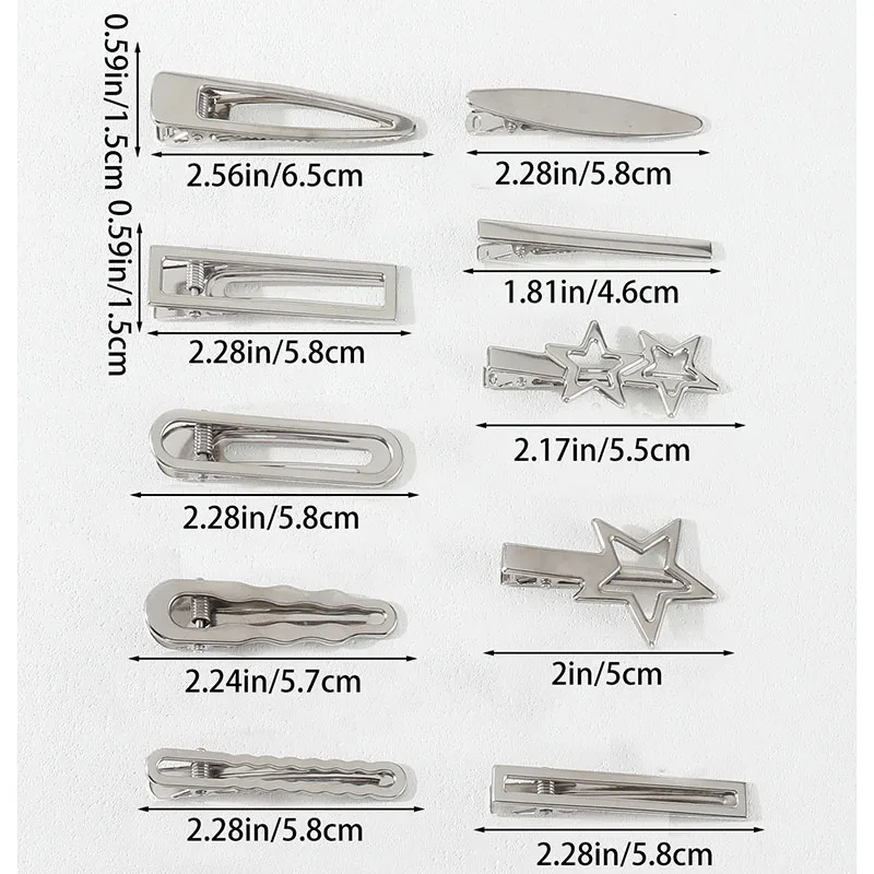 24 pz/set forcine in metallo argento per le donne ragazze stella clip di capelli stili multipli clip a becco d'anatra senza soluzione di continuità accessori per capelli per ragazze