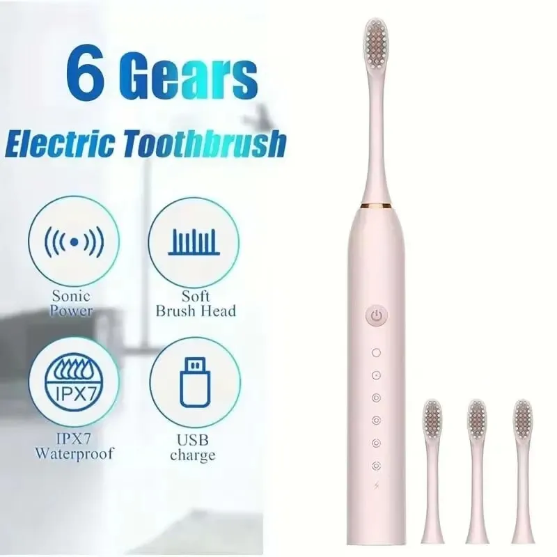 Elektrisches Zahnbürstenset, Ultraschall, für Erwachsene, vollautomatisch, Smart Sonic, ultrafeine, weiche Wolle, leicht zu tragen, Ganzkörper, wasserdicht
