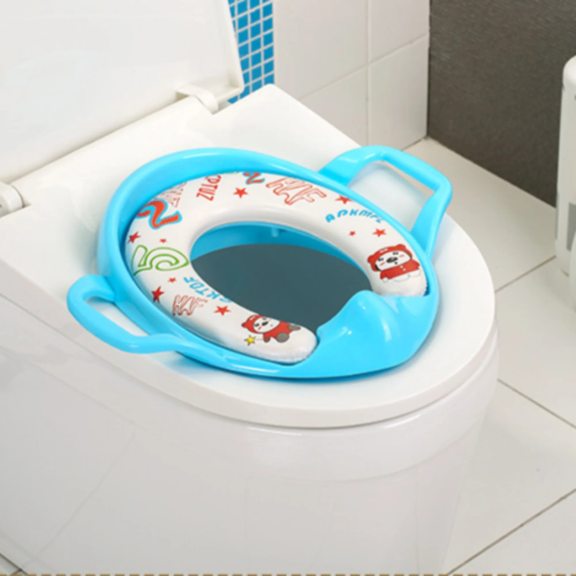 Asientos de seguridad para el baño para bebé, asientos de seguridad acolchados para entrenamiento de inodoro suave con asas, cojín para urinario para niños, alfombrilla para silla y olla