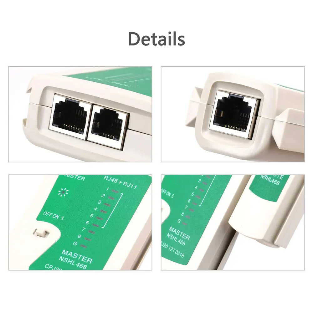Probador de cable de red AMPCOM RJ45, probador de cable Ethernet, herramienta de prueba LAN para Cat5 Cat6 CAT7 8P 6P y cable de teléfono RJ11
