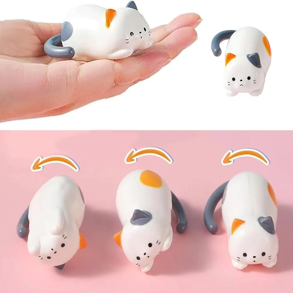 Hight Quality Cute Rolling Cat Toy Stress Relief Plastics Clockwork Kitten Movable Toy Fidget Movable Toy Ornaments Home