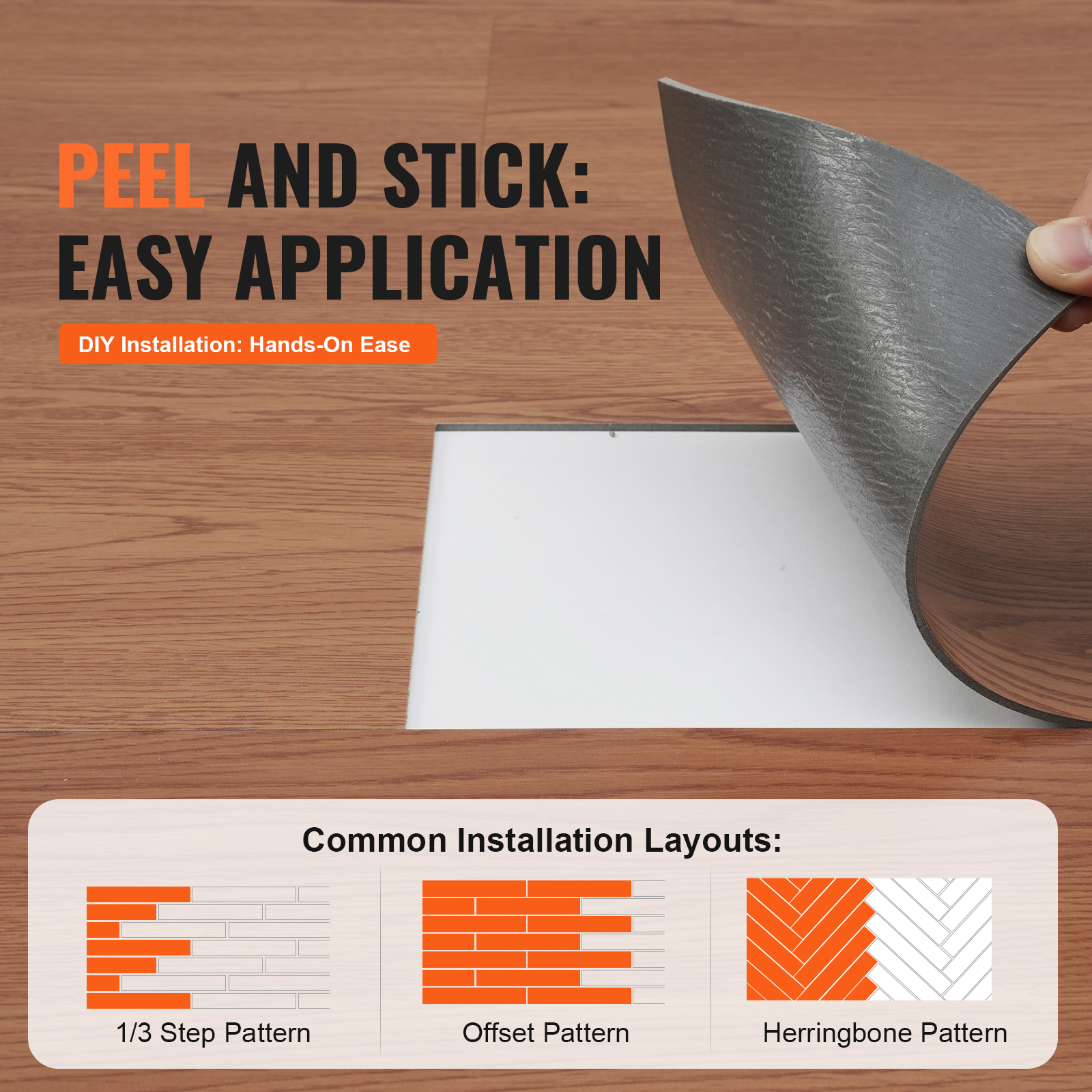 Vevor telhas autoadesivas de vinil, 36x6 polegadas, 36 telhas, casca e bastão de 2.5mm de espessura, piso diy de grão de madeira marrom profundo para casa