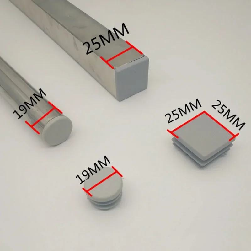 Tappi terminali di chiusura quadrati rotondi in plastica grigia Inserti per tubi per tubi Tappo per inserti con tappo