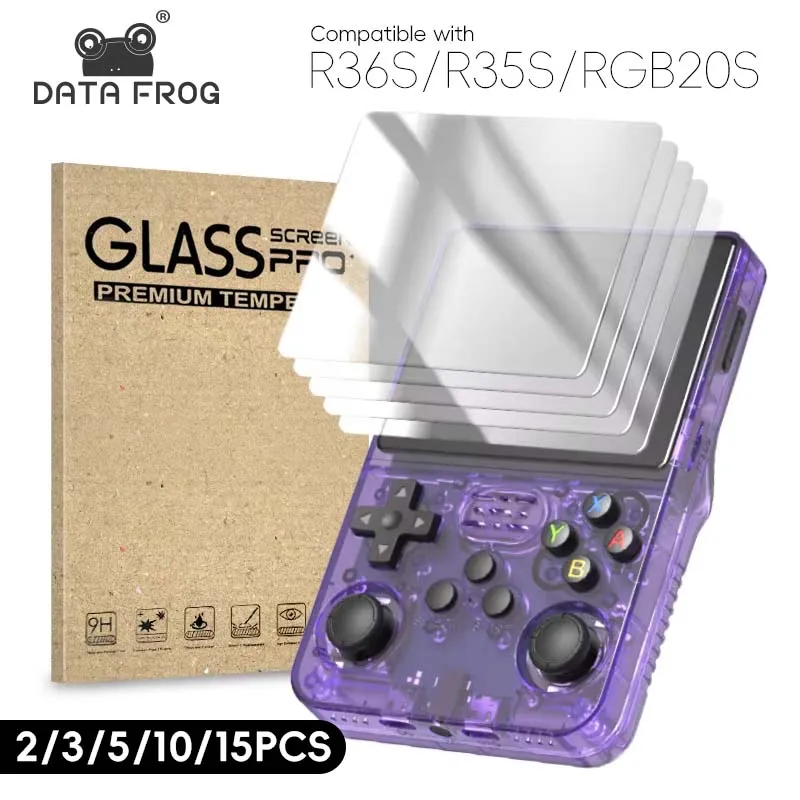 Data Frog 2/3/5/10/15 Uds película de vidrio templado para R36S 3,5 pulgadas consola de juegos Protector de pantalla película para juego R35S portátil