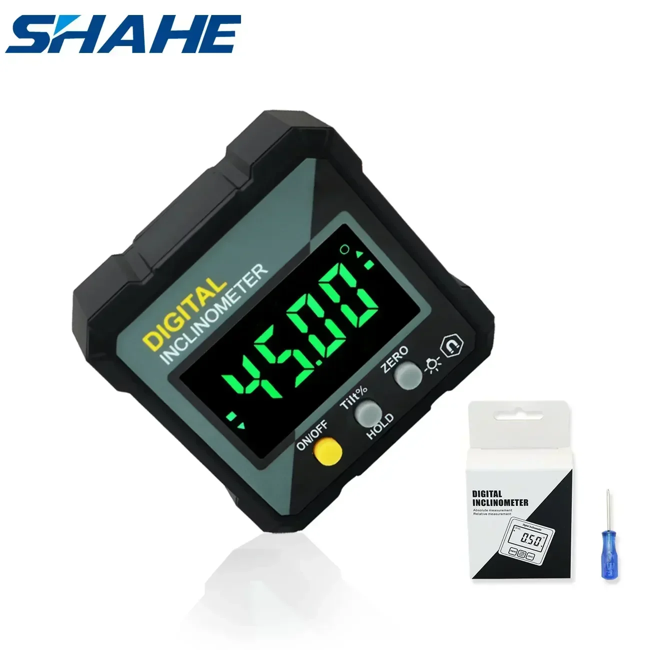 SHAHE Điện Tử Kỹ Thuật Số Nước Kỹ Thuật Số Góc Fnder 4*90 ° Từ Inclinometer Protractor Chính Xác Cấp Hộp Gỗ