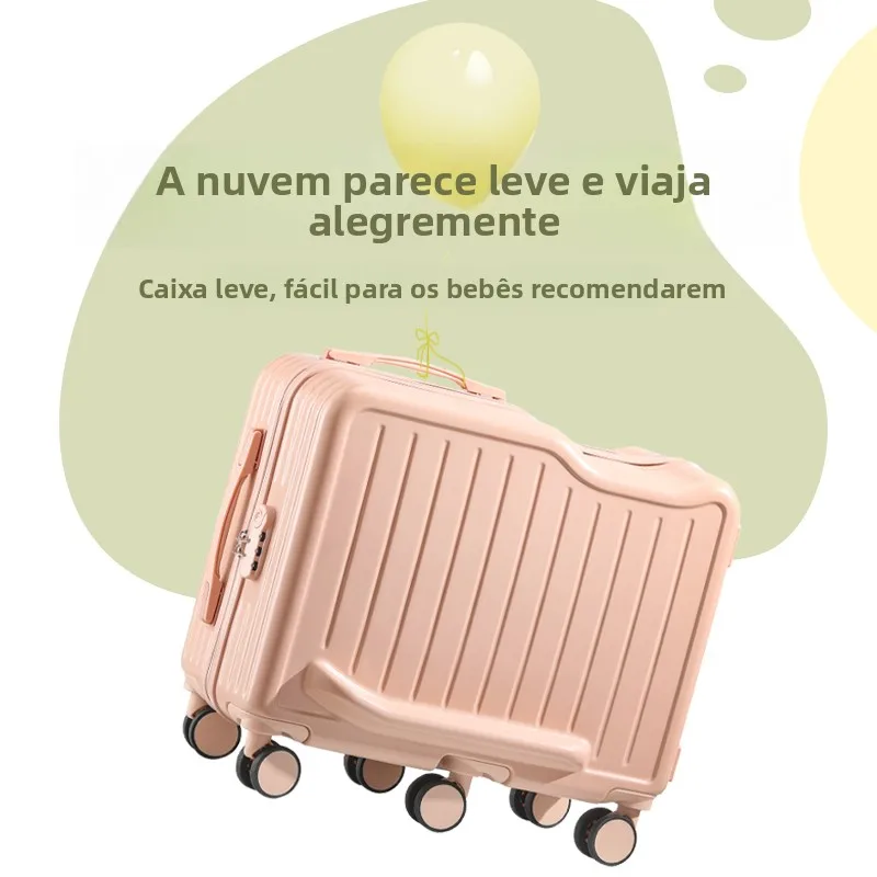 Mala Infantil de 20 Polegadas com Rodas, Caixa de Viagem Durável com Senha, Bolsa de Embarque Masculina, Estilo Faion em Po...