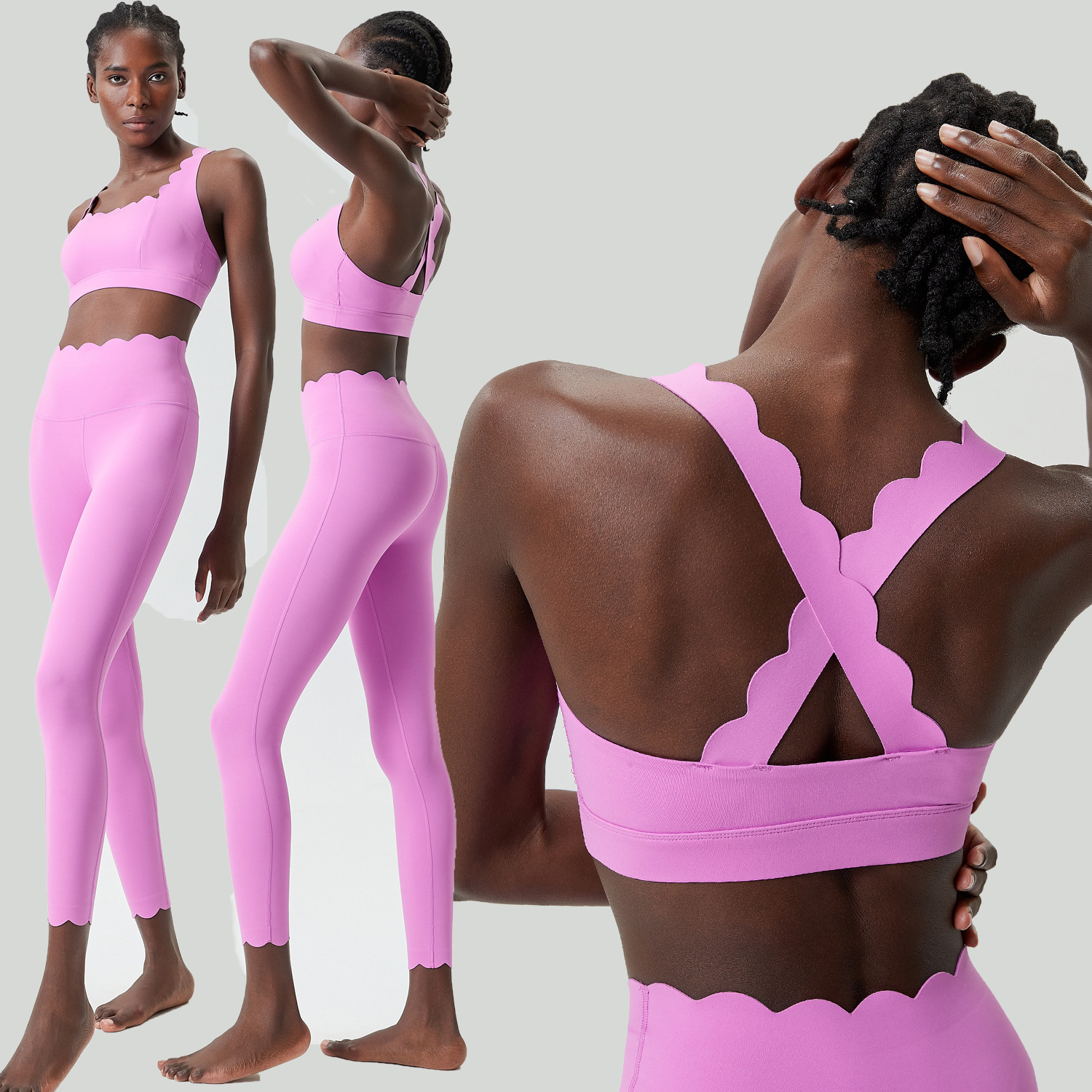 Traje de gimnasio de Color sólido para mujer, conjunto de dos piezas para Fitness y Yoga, ropa deportiva ajustada para correr, ropa de entrenamiento transpirable