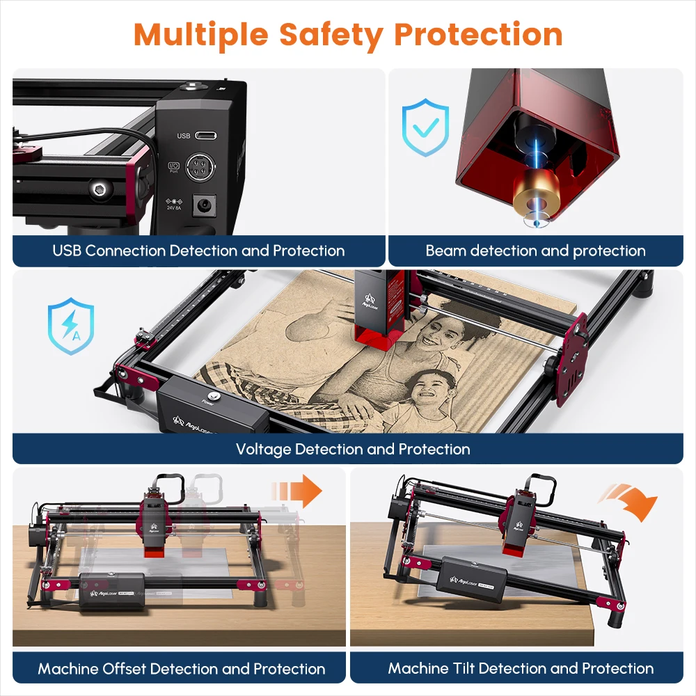 AlgoLaser DIY 5W Woodworking Laser Engraver Cutter 12000mm/min CNC Off-line Begginner Table Glass Wood Engraving Machine Tools
