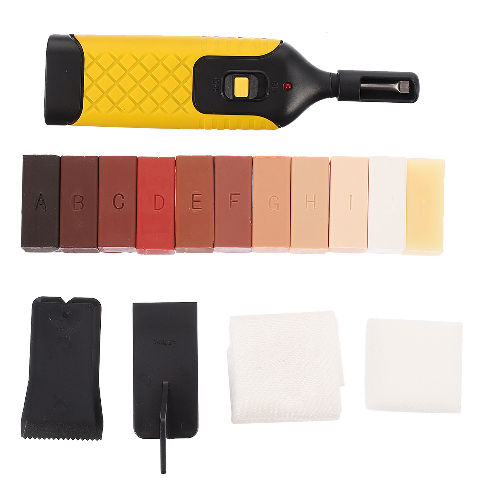 Kit de réparation de sol pour outil de Surface en bois stratifié, bloc de cire, boîte de rangement en fer électrique, espace
