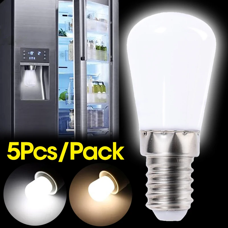 1/5pcs E12/E14 LED Fridge Light Bulbs White/Warm Mini Lamp for Refrigerator Cabinet Kitchen Room Indoor Night Light Sewing Lamps