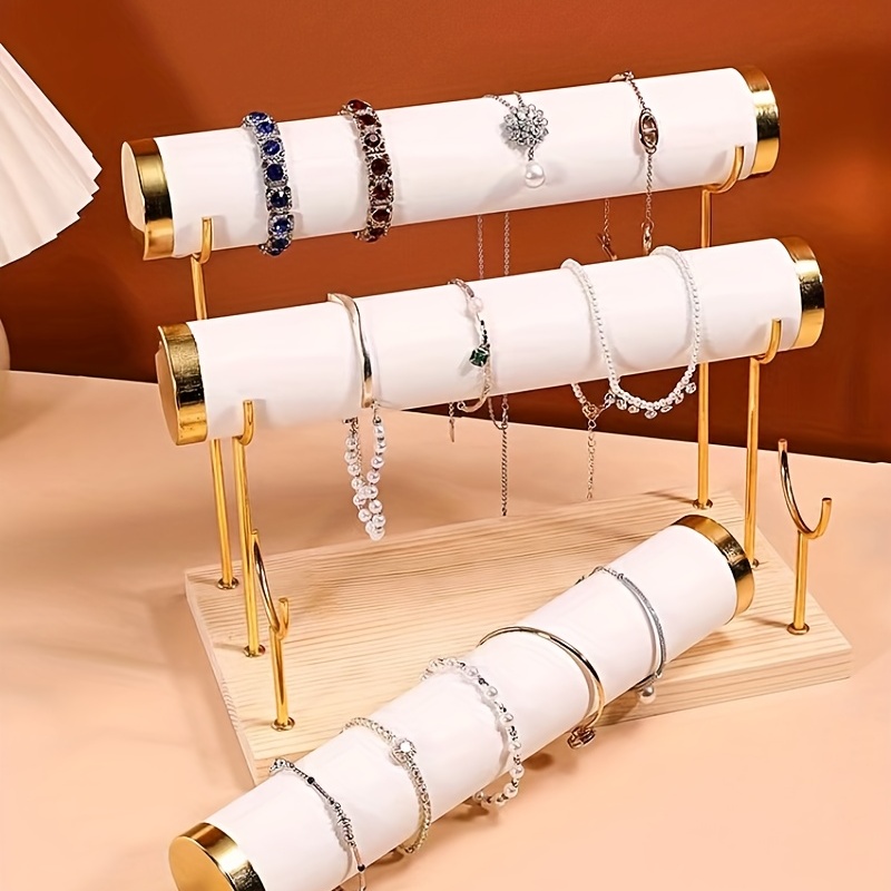 Rack de joias simples de 1/2/3 camadas – Suporte de pulseira de madeira para mulheres e homens, escolha ideal para presentes