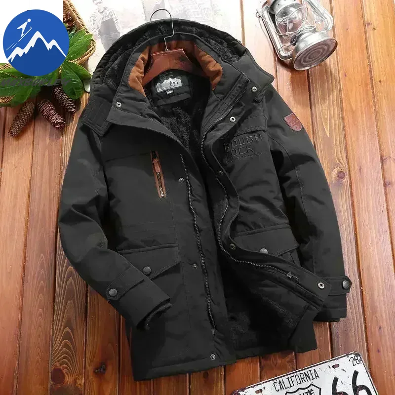 Winter Parka Männer Windjacke Fleece Dicke Warme Pelz Mäntel Männlichen Retro Mit Kapuze Streetwear Mäntel männer Winddicht Jacken 6xl