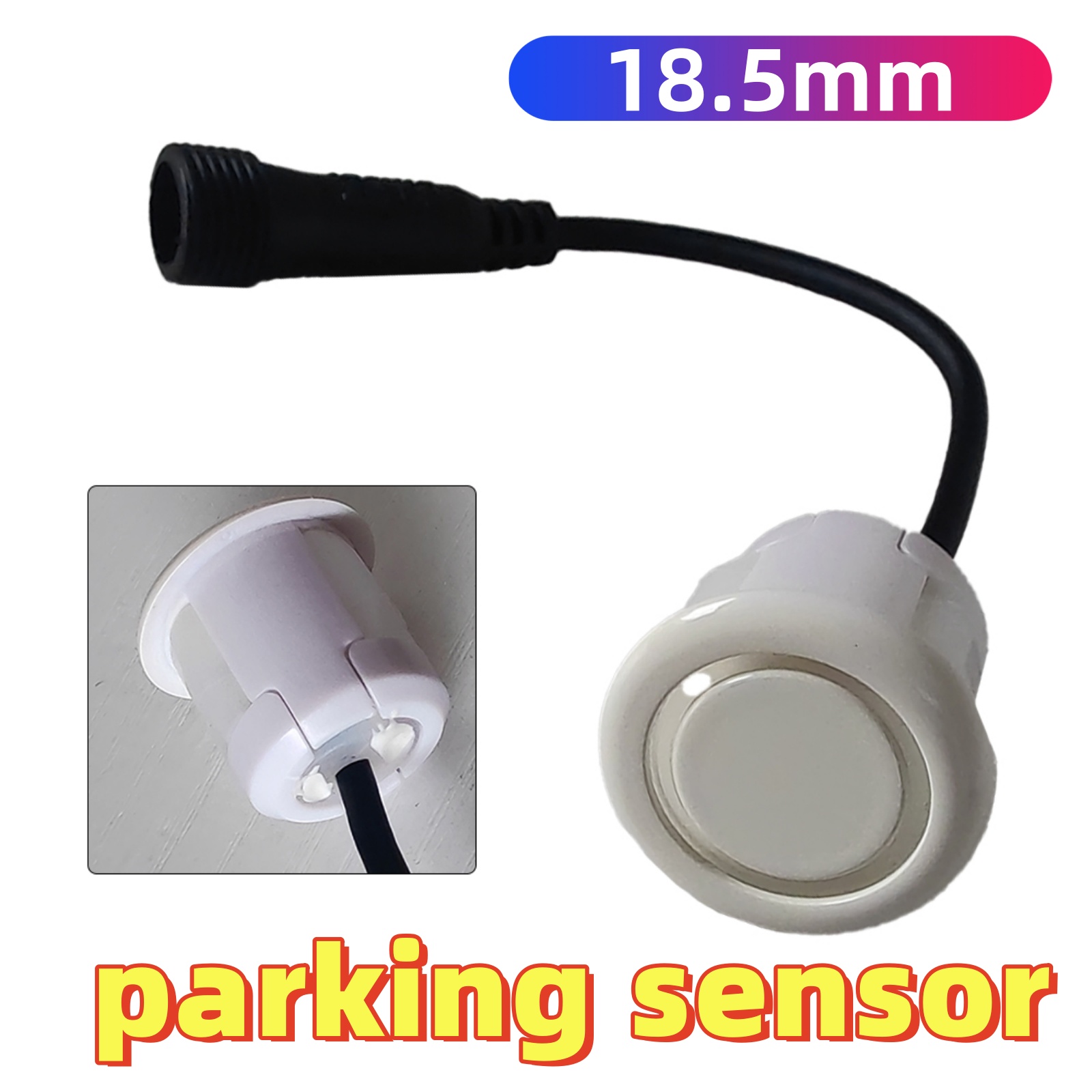 Parkeersensor 18.5mm 23mm Omkeren-Radar Sonde Upgrade 0.14m Kabel Witte Auto Achteruit Inparkeren waterdichte Sensor Geluid
