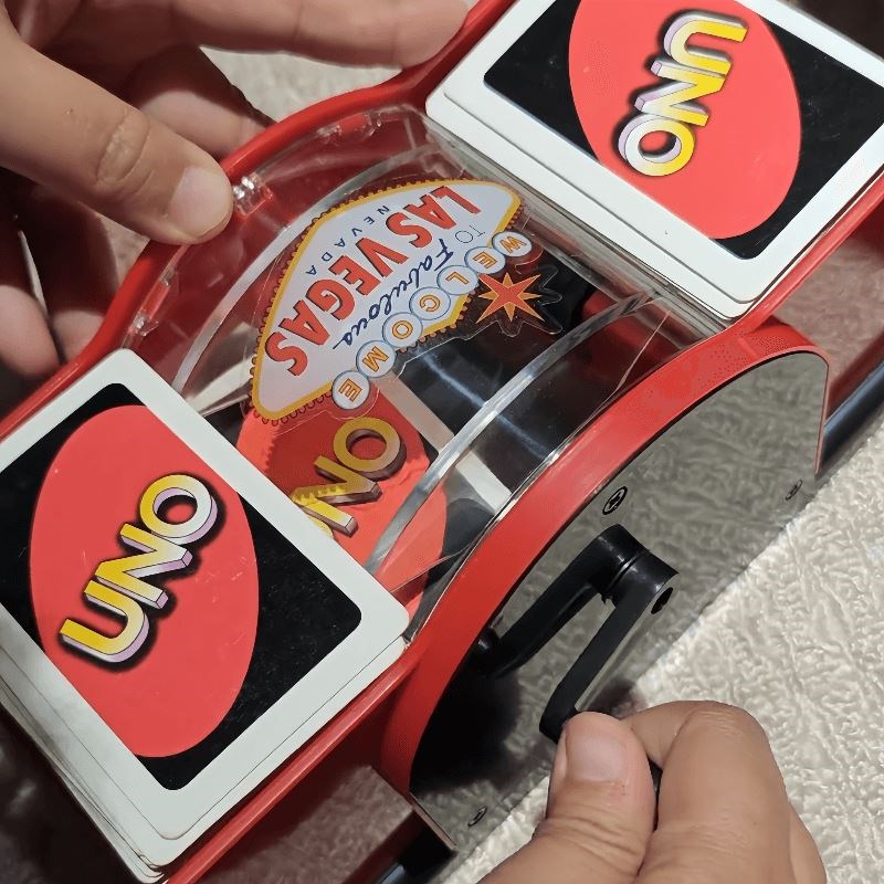 Máquina de embaralhamento com manivela vermelha/preta, meslatora de pôquer, meslatora de cartas manual - Distribuidor de cartas de jogar Texas Hold'em Blackjack